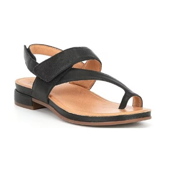 Brioso Dorado Black‎ Leather Toe-Loop Flat Sandals Size 7.5 - Picture 1 of 12